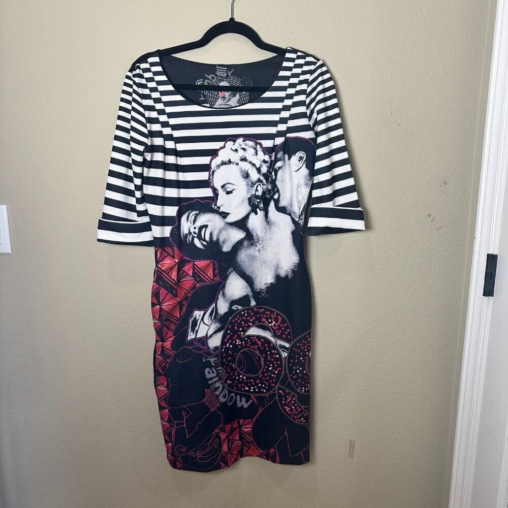 Desigual Rainbow Style 27V2781 Threesome 69 Dress Black and White Size Medium - Picture 2 of 10